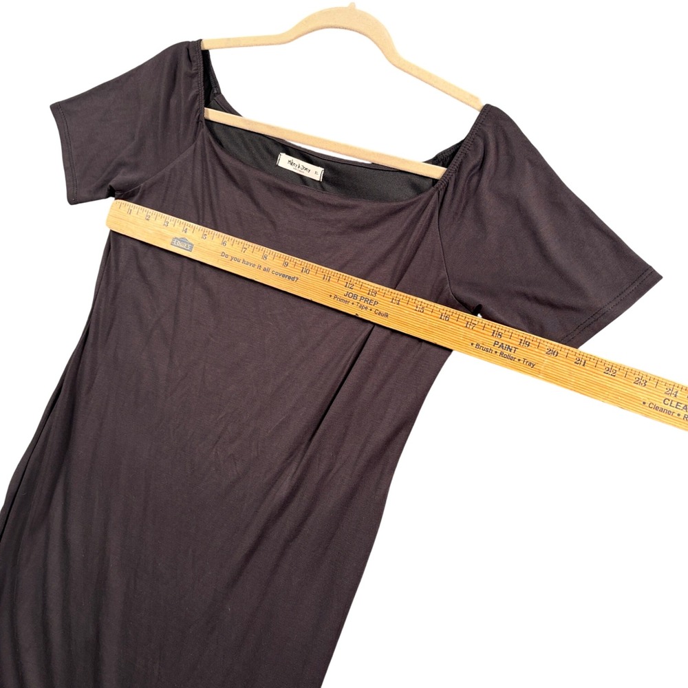 Mickey & Joey Y2K Dark Academia Bodycon Midi Dress XL Square Neck Coquette - Picture 4 of 5